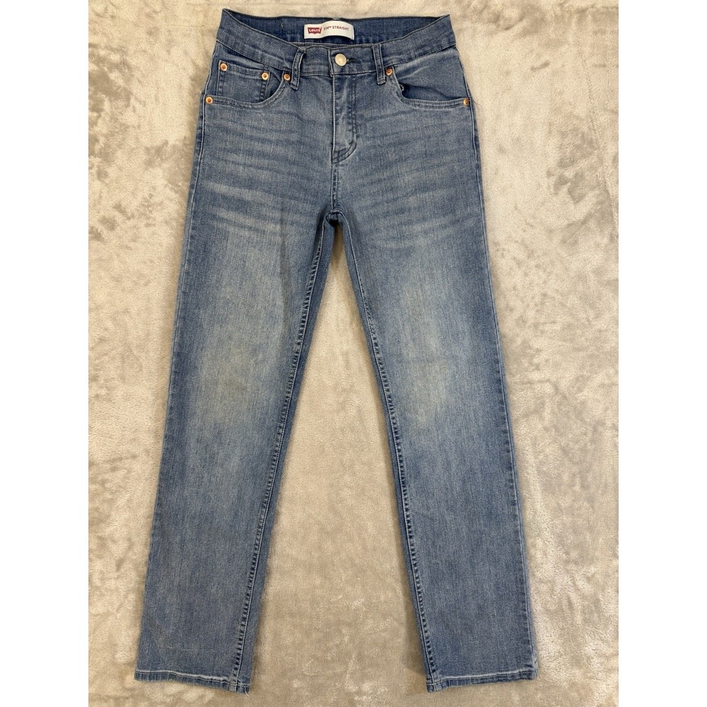 Levis 514 Boys Youth Kids Jeans 16 W28 L28 Blue Regular Straight Whiskered Faded
